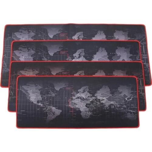 Office Desk Mats Oversize Non-Slip Wrist Rest World Map XLL Gaming Mouse Pad with Red Hem For PC Laptop Computer Keyboard