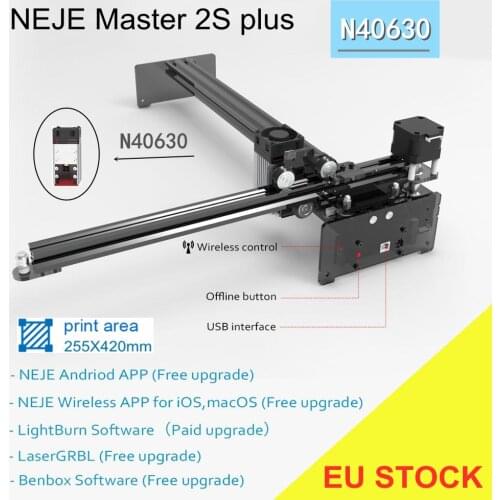 NEJE Master 2S Plus 40W N40630 Professional CNC Laser Engraving Machine 255 x 440 mm Area Laser Cutter - App Control- Bluetooth