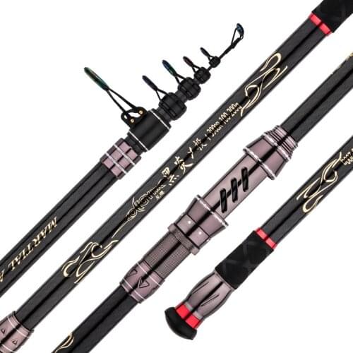 2.1m-4.5m Distance Throwing Pole Long Sections Casting Pole Carbon Super Hard Sea Fishing Oltas Telescopic Fishing Canne a Peceh