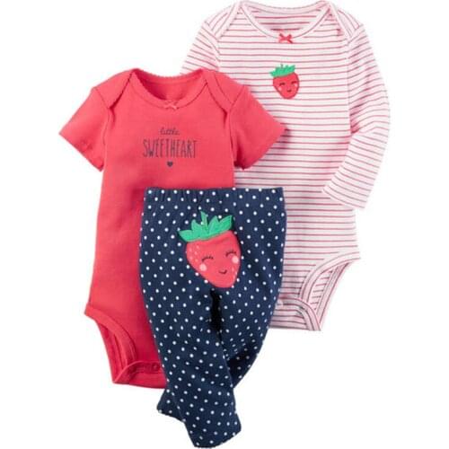 Fashion 2020 newborn Baby girl clothes long sleeve stripe bodysuit+pant clothing suit boy outfit summer set infant clothing