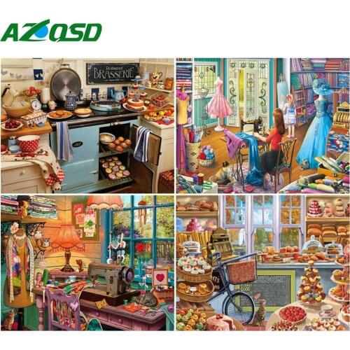 AZQSD Painting By Number Canvas Kits Landscape Home Decoration 40x50cm DIY Coloring By Numbers Kitchen Handpainted Gift