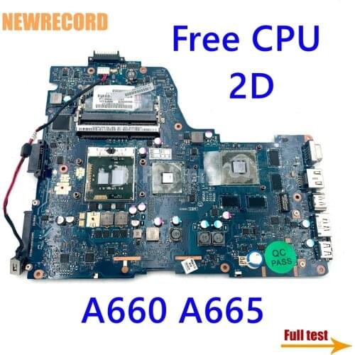 NEWRECORD NWQAA LA-6062P K000104400 Laptop Motherboard For Toshiba Satellite A660 A665 HM55 DDR3 GT330M Free CPU Main board