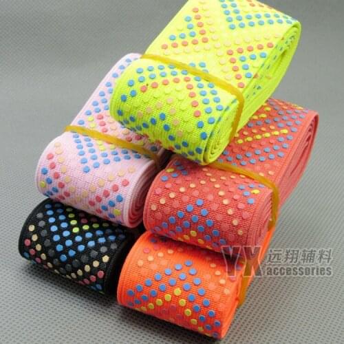 New 40mm Width Colorful No Slipping Stretch Dot Silicone Elastic Bands 5 Meters DIY Sewing Clothes Bags Decoration Accessories