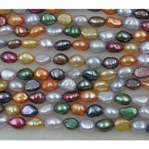 Wholesale 10 strands 5.5-6*7-8mm Baroque freshwater pearl multicolors