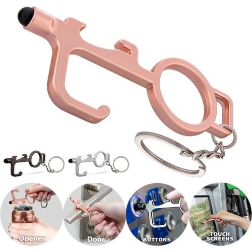 3PCS No Touch Door Opener Non-contact Bottle Opener Stylus Pad Outdoor Multifunctional Anti Touch Tools