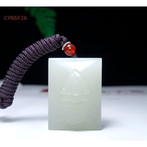 CYNSFJA New Real Certified Natural Hetian Jade Nephrite Mens Lucky Amulets Guanyin Pendant High Quality Best Birthday Gifts