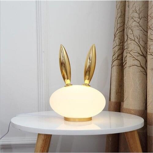 Modern Fashion Cartoon Animal Glass Led Table Lamp for Kids' Room Foyer Bedroom Decor Milk White Glass Metal Desk Light 2431