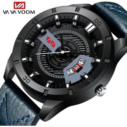 VAVAVOOM Brand Luxury Calendar Male Watch Mens Leather Sport Military Wristwatch for Men Fashion Mens Watches Waterproof Clock