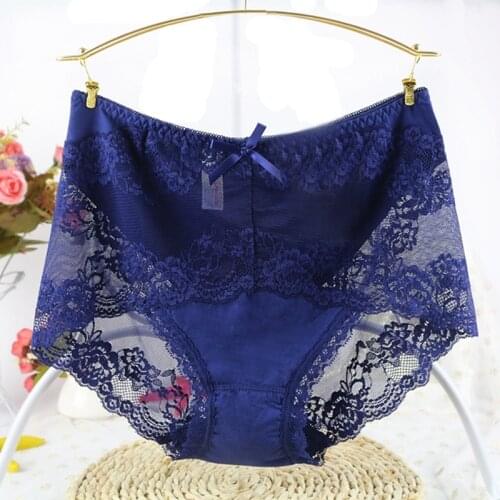 High Quality womens briefs sexy lingeries Transparent Plus size 4XL Mid waist Lace underwear women panties
