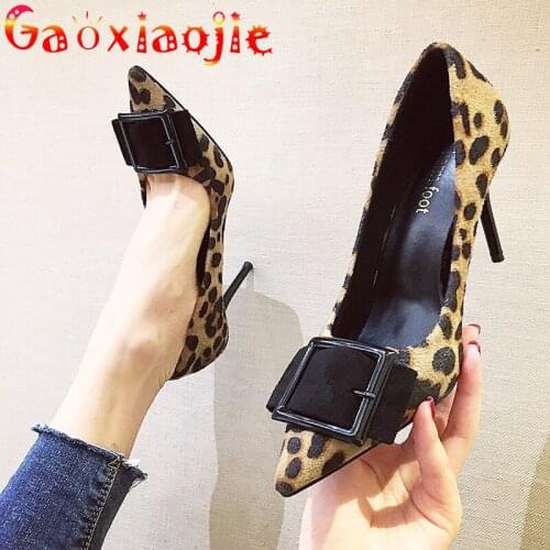 Gaoxiaojie Ladies Shoes 2021 New Pointed Shallow Mouth High Heels Sexy Leopard Print Comfortable Everyday Office Single Shoes