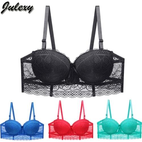 Julexy B C Cup Push Up Lace Bra Adjustable Sexy Bras Femme Brassiere Solid Women Underwear Bralette