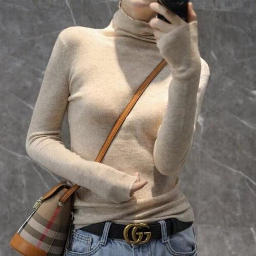 Woman Sweaters Pullover Autumn Winter Coat Womens Slim Fit Sweater Turtleneck Long-Sleeved Sweater Inner Tight Femme Chandails