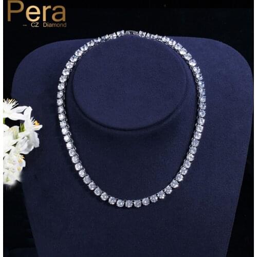 New Arrival Full Sparkling 0.5ct Round Cubic Zirconia Pave Setting Elegant Women Party Tennis Necklace Jewelry For Female P011
