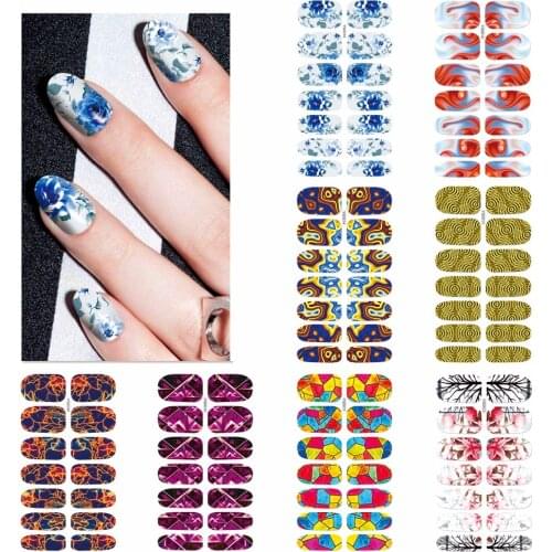 YZWLE 1 Sheet Optional Colorful Nail Art Water Transfer Stickers Nail Tips Decals Beauty Full Cover Wraps For Nails