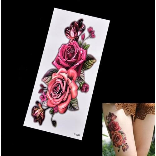 1pcs Fashion Women Girl Temporary Tattoo Sticker Colorful Roses Design Arm Body Art