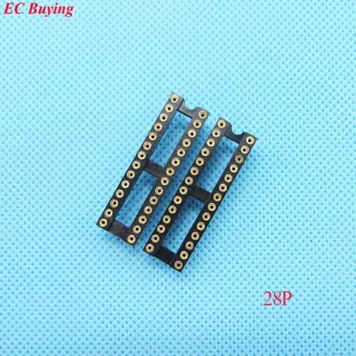 17pcs Round Hole 28 Pin 2.54MM DIP IC Socket Adaptor Solder Type IC Connector (If you need other quantity, please contact us )