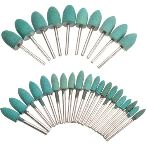 30pcs dia 4/5/6/8/10/12mm Tapered Rubber Polishing Head 3mm Shank Grinding Rotary Tools Mayitr