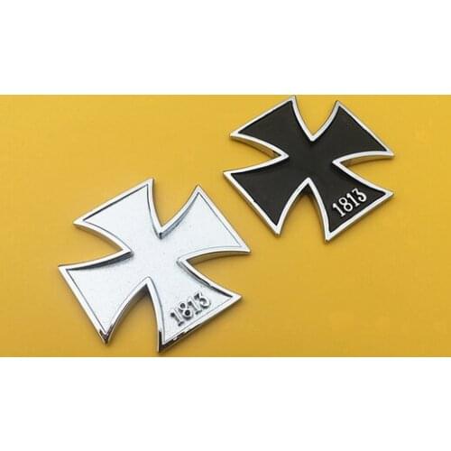 3D Auto Car Stickers Metal Cross 1813 Shape Chrome Badge Emblem Decal Motorbike Car Accessories