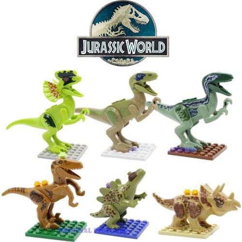 6Pcs/Set Jurassic World 4 Movie Mini Dinosaur Building Blocks Figures Bricks Kids Toys For Children Gift Juguetes