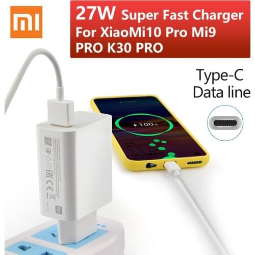 Xiaomi 27W Fast charger QC 4.0 Turbo Quick Charger Adapter Type-C For Xiaomi Mi10 PRO Mi9 PRO Redmi note8 note7 K20 K30 PRO Pad4