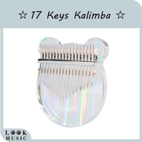 Acrylic Kalimba Thumb Piano Finger Kalimba 17 keys W/Eva Bag Tuning Hammer Gifts for Kids Beginners (Bear shape)