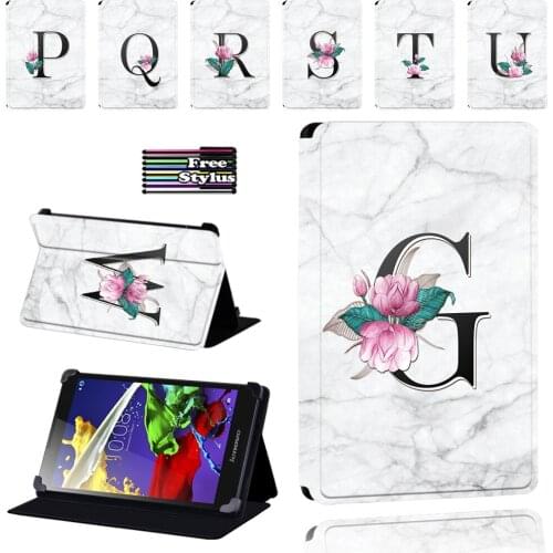 White Marble Tablet Case for Lenovo Tab 2 A7/A8/A10-70/Tab 3/Tab 4 PU Leather Foldable Dust-proof Lightweight Case Cove