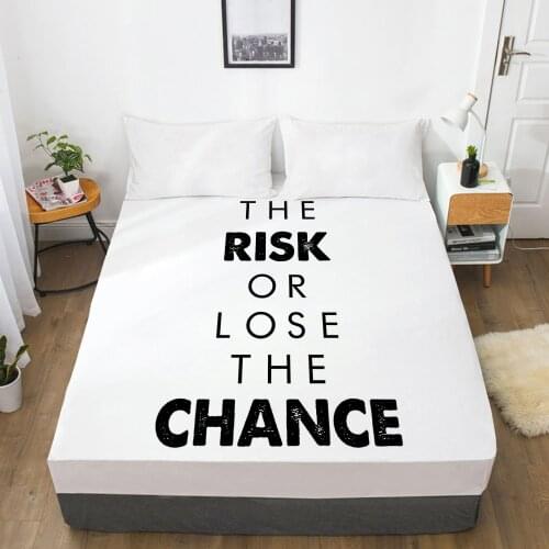 White Letter Fitted Sheets Mattress Cover With Elastic Band 3D Bed Sheet Linens 200x200 90x200 Bed Sheet Customize size/design