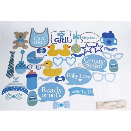 Free shipping 1 set of 30pc cute newborn baby girl shower photo booth props baby photography photo props baby for party