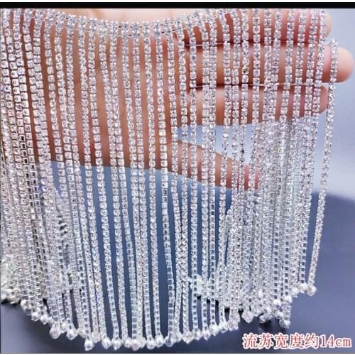 Shiny 14cm wide rhinestone fringe Dancewear Wedding Dress Costumes DIY Sewing Supplies