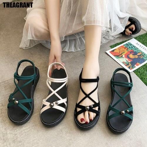 THEAGRANT Bohemian Wedge Sandals for Women 4cm Heel Platform Beach Summer Woman Shoes Big Size Casual Gladiator Sandals WSS3069