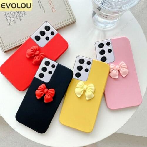 3D Cute Bow Soft Solid Color Case for Samsung S21 Ultra S21 FE S20 UItra A32 4G A52 A72 S10 Lite Note 20 M51 M31 M21S Cover Capa