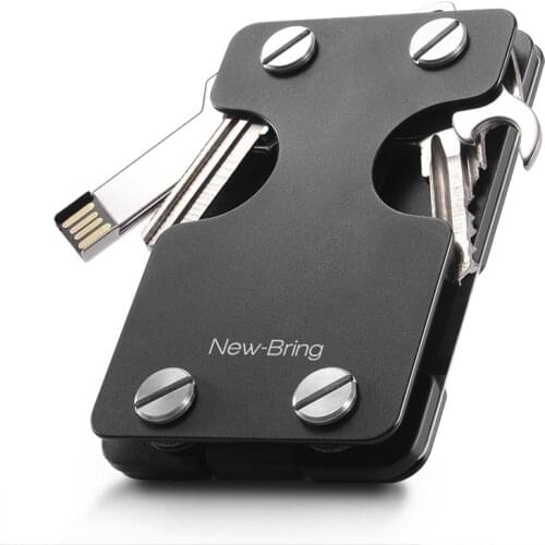 NewBring Key Case Money Clip Wallet Metal ID Card Holder Money Holder With Bottle Opener Anti-theft Multi-functional Card Wallet