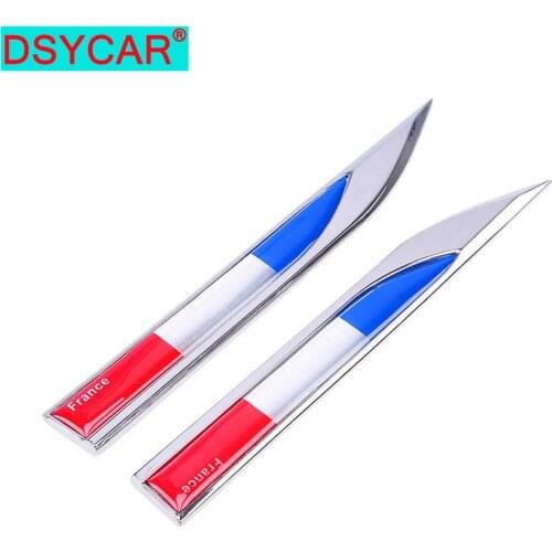DSYCAR 1Pair 3D Metal Car Decoration Metal Adhesive France Flag Truck Car Badge Emblem Sticker for Car Motorcycle Sticker