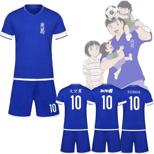 NEW Hot sale Captain Tsubasa T-shirt+Shorts blue Jersey Football Suit Uniform Quick dry fabric Kid Adult Cosplay Costume