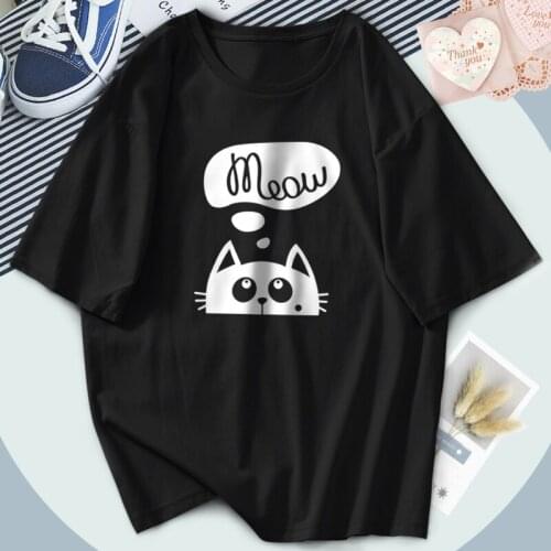 Cute Meow Cats Streetwear Women T-shirts Print Fashion Plus Size Tshirts Summer Vintage Tees Funny Clothing Tops Camiseta Female