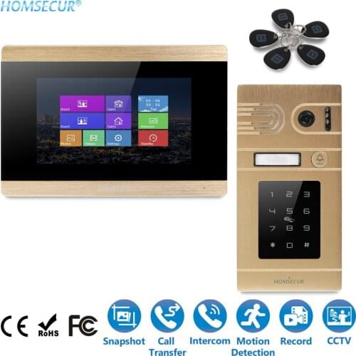 HOMSECUR 7" Wired Touch Screen Video Door Security Intercom 800TVLine Camera IR Night Vision+Password Access BC071-G+BM715-G