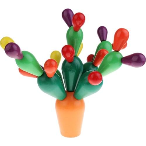 Montessori Sensory Educational Wooden Toys Mikado Cactus Building Blocks Color Learning Preschool Training for Kids