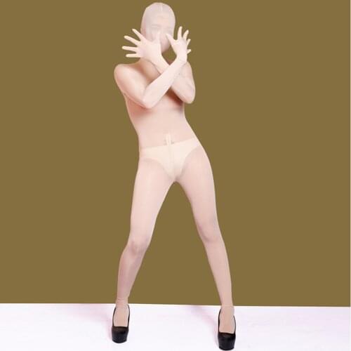 Plus Size XL Outside Seamless Transparent Zentai One Piece Full Coat High Elastic Dancing Rompers Stage Cosplay Costume Bodysuit