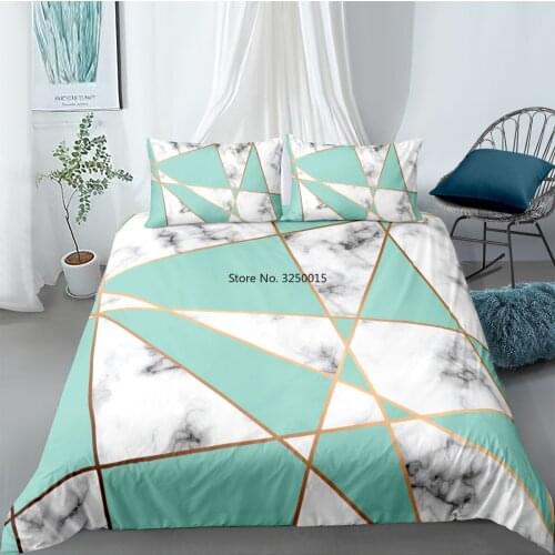 Modern Marbling Bedclothes Set 3D Blue Quilt Cover Set Pillow Covers King Queen Super King Twin Full Size 140*210cm