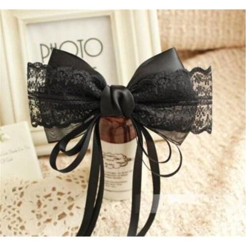 Lace Bowknot Hairpin girl Headwear Womens headdress Side Clip hair rope Hair Ornaments B594