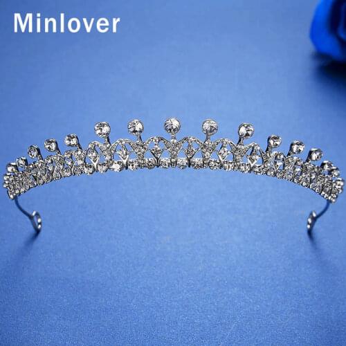 Minlover Rhinestone Bridal Tiaras Crowns for Women Bride Wedding Hair Accessories Princess Diadem Headband Hair Ornaments HG168