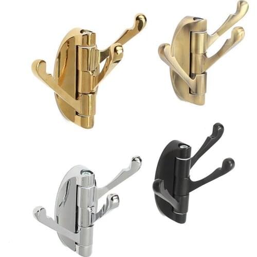 Multifunction Rotatable Activity Hooks Heavy Solid Metal Home Wall Door Mounted Coat Hook Triple Swing Arms Hanging Robe Hook