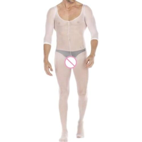 Fashion White Lingerie Sexy Bodysuit Men Sleepwear Porno Nightgown Funny Sexy Body Stockings Male Underwear Sexy Clothes