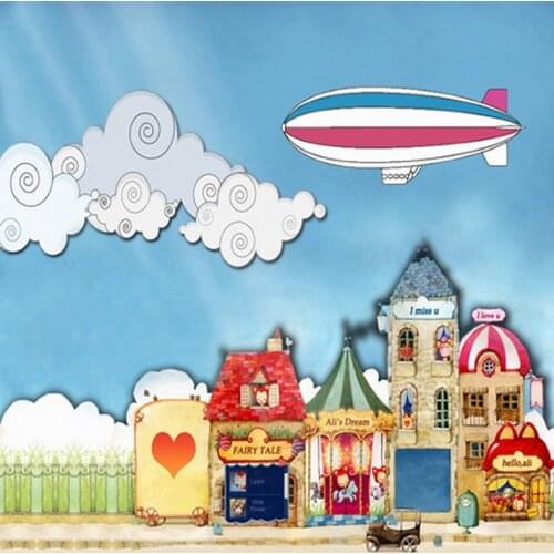 Cartoon Building for Children Photography Backdrops Photo Props Studio Background 5x7ft