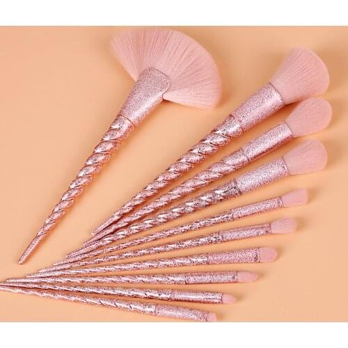New Glitter Frosted Unicorn Makeup Brushes Set Powder Foundation Blusher Eyeshadow Blending Eyebrow Brush for Face Eyes Make Up