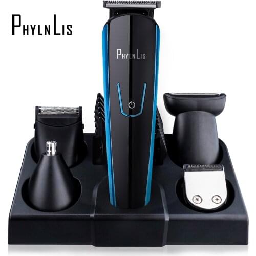 Hair Clipper Grooming Kit Cordless Beard Shaver Nose/Ear Trimmer USB Rechargeable All-In-One Professional Series PhylnLis 8188