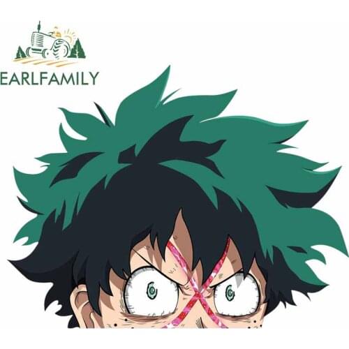 EARLFAMILY 13cm x 10.3cm for My Hero Academia Midoriya Izuku Peeker Car Stickers Vinyl Bumper Window Anime Decal for Vehicle