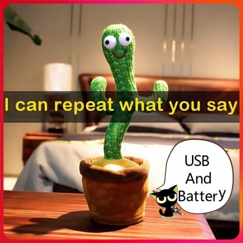 New Luminous Dancing Cactus Plush Toy Can Singing Dancing And Learn To Speak Early Education Toy For Children Desktop Decoration