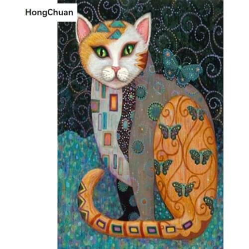 New Year 5D DIY Square/Round Diamond Painting Cat Cross Stitch Mosaic Christmas Diamond Embroidery Home Decoration Gift