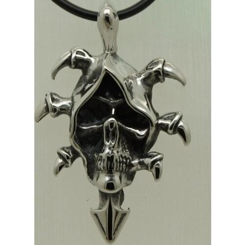 Punk dragon paw scarf skull 316L stainless steel pendant necklace